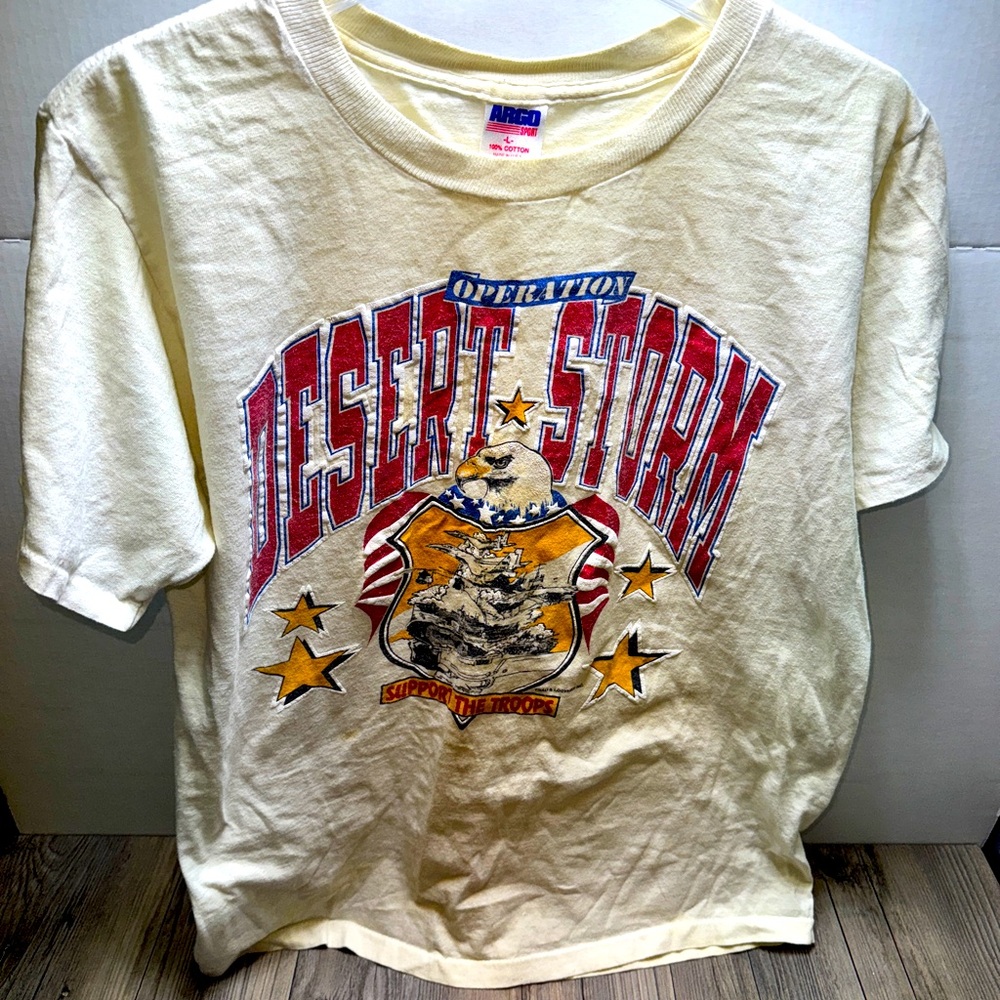 Vtg 90s Operation Desert Storm Support The Troops Shirt Sz L Single Stitch USA